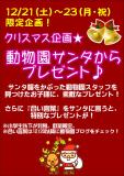 12月21日～23日はクリスマス企画!『動物園サンタからプレゼント』