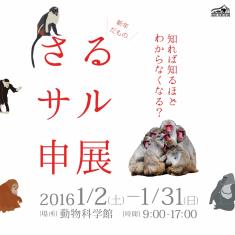 新春企画展 『さる・サル・申展』日時：2016年（平成28年）1月2日（土）～1月31日（日） 場所：動物科学館